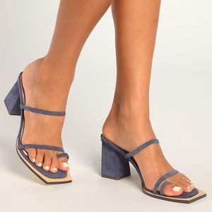 LULU'S Jillo Blue Suede High Heel Sandals - W9